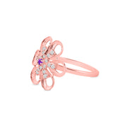 Amethyst Gemstone & Diamond Solid 14k Rose Gold Ring