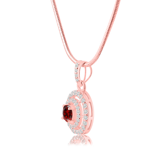 Garnet Gemstone Solid 14k Rose Gold Pendant