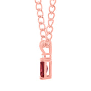 Garnet Gemstone & Diamond Solid 14k Rose Gold Pendant