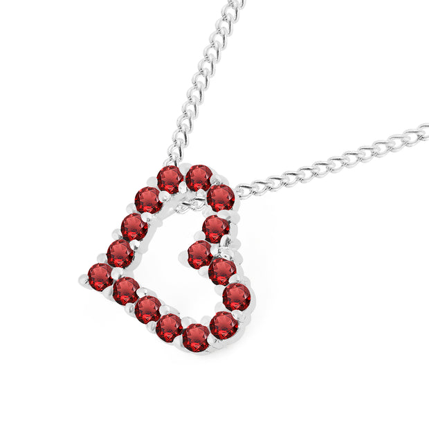 Garnet Gemstone Solid 925 Sterling Silver Heart Pendant