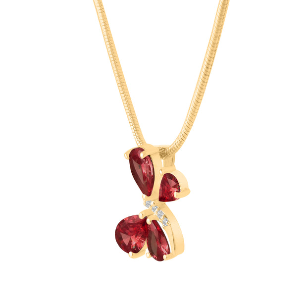 Garnet Gemstone & Diamond Solid 14k Yellow Gold Pendant