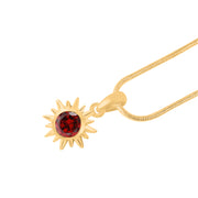 Garnet Gemstone Solid 14k Yellow Gold Pendant