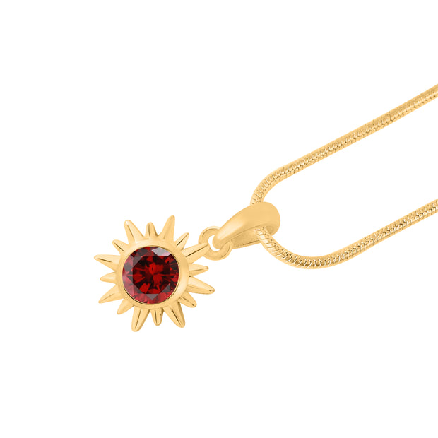 Garnet Gemstone Solid 14k Yellow Gold Pendant