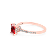 Garnet & Diamond Gemstone Solid 14k Rose Gold Ring