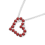 Garnet Gemstone Solid 14k White Gold Heart Pendant