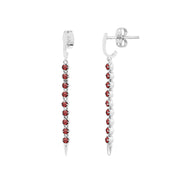 Garnet Gemstone Solid 14k White Gold Screw Back Earring
