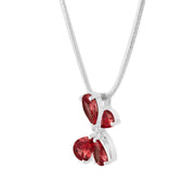 Garnet Gemstone & Diamond Solid 925 Sterling Silver Pendant