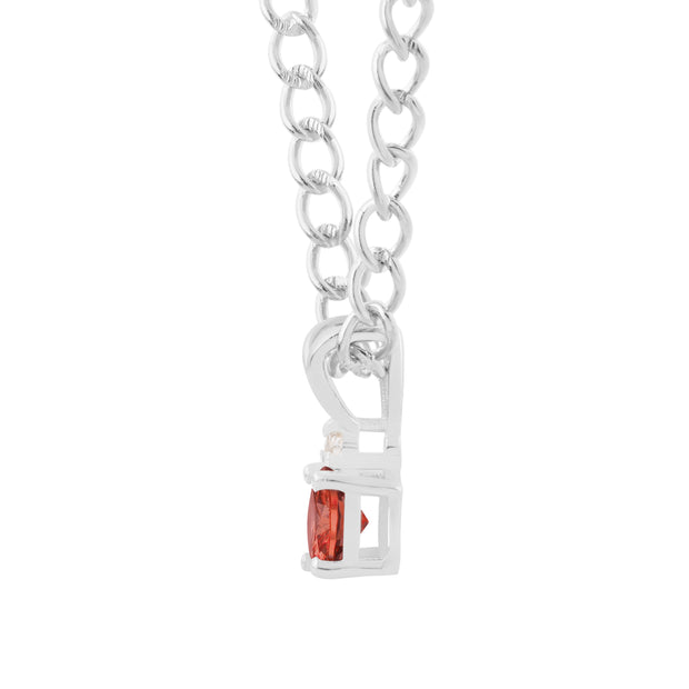 Garnet Gemstone & Diamond Solid 925 Sterling Silver Pendant