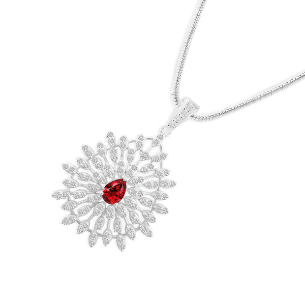 Garnet Gemstone Solid 925 Sterling Silver Pendant