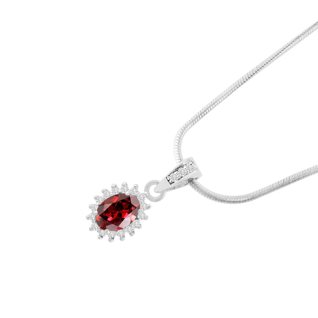 Garnet Gemstone Solid 925 Sterling Silver Pendant