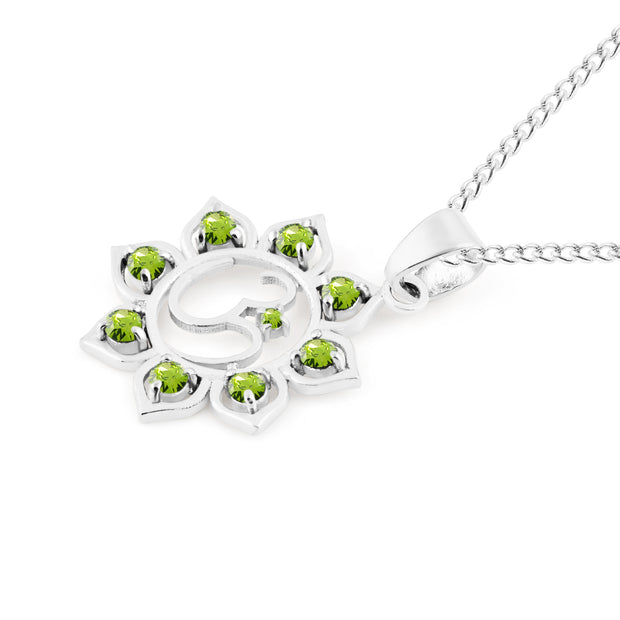 Peridot Gemstone Solid 925 Sterling Silver OM Pendant