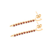 Garnet Gemstone Solid 14k Yellow Gold Screw Back Earring