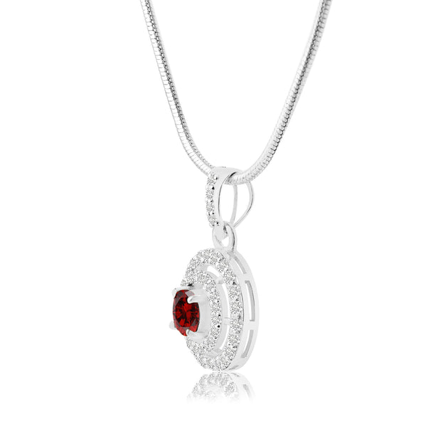 Garnet Gemstone Solid 925 Sterling Silver Pendant