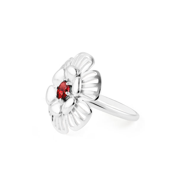 Garnet Gemstone Solid 14k White Gold Ring