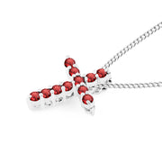 Garnet Gemstone Solid 925 Sterling Silver Cross Pendant