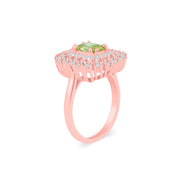 Peridot Gemstone & Diamond Solid 14k Rose Gold Ring