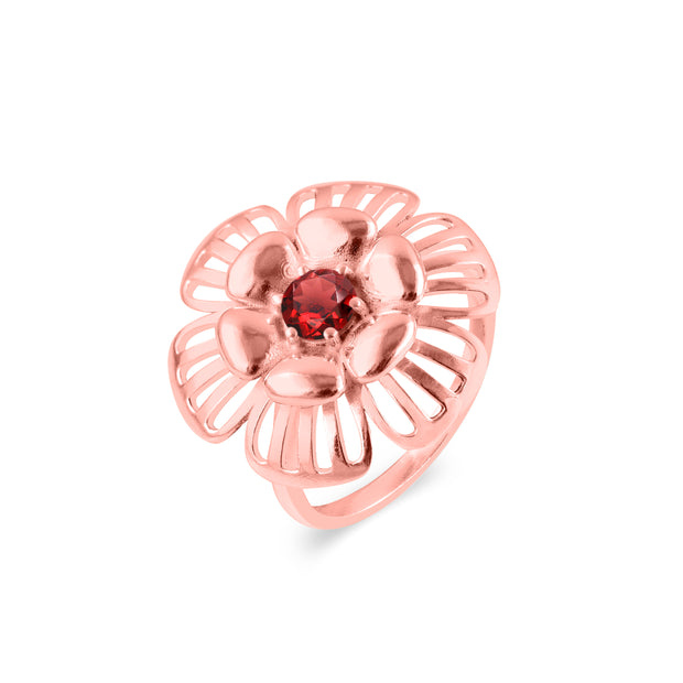 Garnet Gemstone Solid 14k Rose Gold Ring