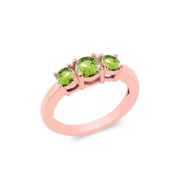 Peridot Gemstone Solid 14k Rose Gold Ring