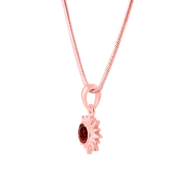 Garnet Gemstone Solid 14k Rose Gold Pendant