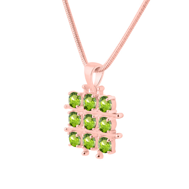 Peridot Gemstone Solid 14k Rose Gold Pendant