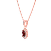 Garnet Gemstone & Diamond Solid 14k Rose Gold Pendant