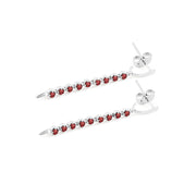 Garnet Gemstone Solid 14k White Gold Screw Back Earring
