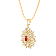 Garnet Gemstone Solid 14k Yellow Gold Pendant