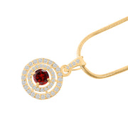 Garnet Gemstone Solid 14k Yellow Gold Pendant