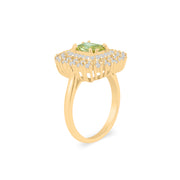 Peridot Gemstone & Diamond Solid 14k Yellow Gold Ring