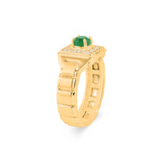Peridot Gemstone & Diamond Solid 14k Yellow Gold Ring