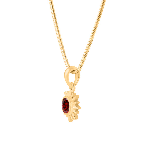 Garnet Gemstone Solid 14k Yellow Gold Pendant