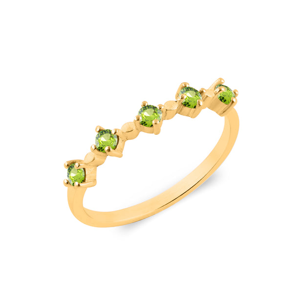 Peridot Gemstone Solid 14k Yellow Gold Ring