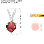 Garnet Gemstone & Diamond Solid 925 Sterling Silver Pendant