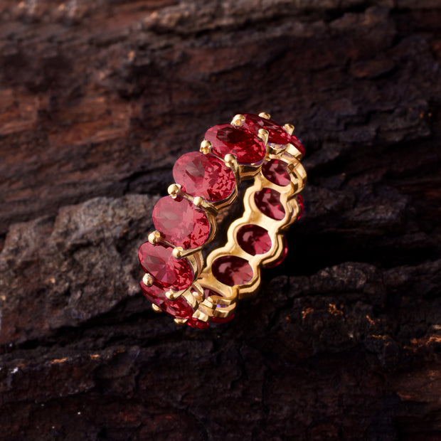 Garnet Gemstone Solid 14k Yellow Gold Ring