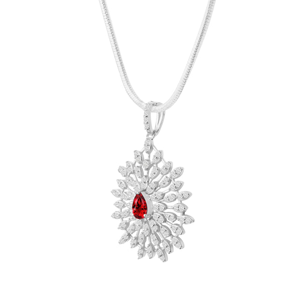 Garnet Gemstone Solid 925 Sterling Silver Pendant