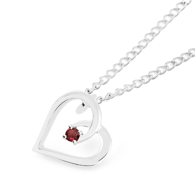 Garnet Gemstone Solid 925 Sterling Silver Heart Pendant