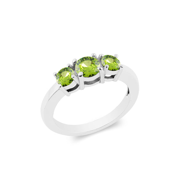 Peridot Gemstone Solid 14k White Gold Ring
