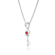 Garnet Gemstone & Diamond Solid 925 Sterling Silver Pendant