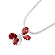 Garnet Gemstone & Diamond Solid 925 Sterling Silver Pendant
