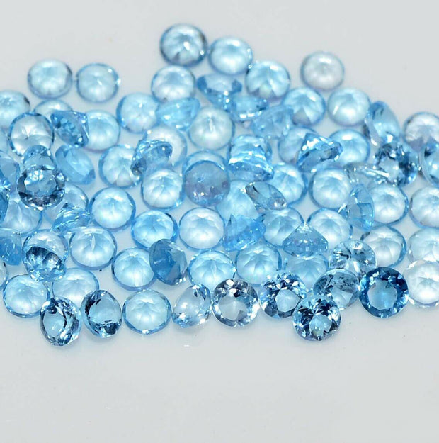 Natural Sky Blue Topaz 3 MM Round Cut Loose Gemstone