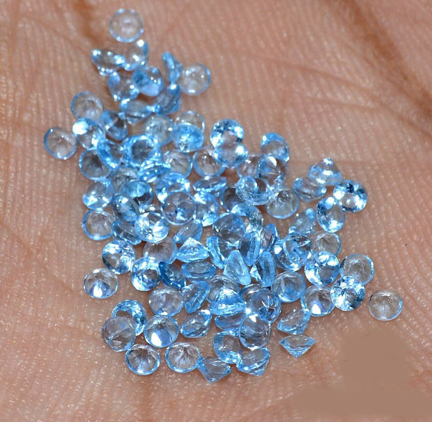 Natural Sky Blue Topaz 3 MM Round Cut Loose Gemstone