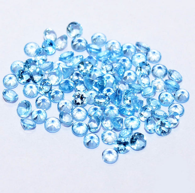Natural Sky Blue Topaz 3 MM Round Cut Loose Gemstone