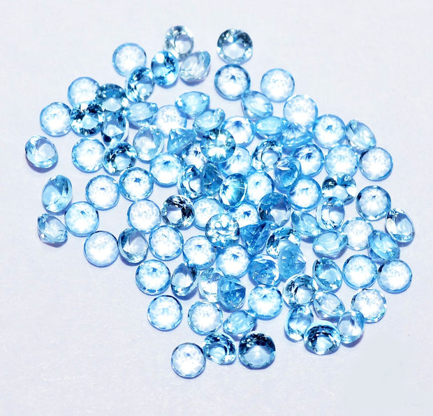 Natural Sky Blue Topaz 3 MM Round Cut Loose Gemstone