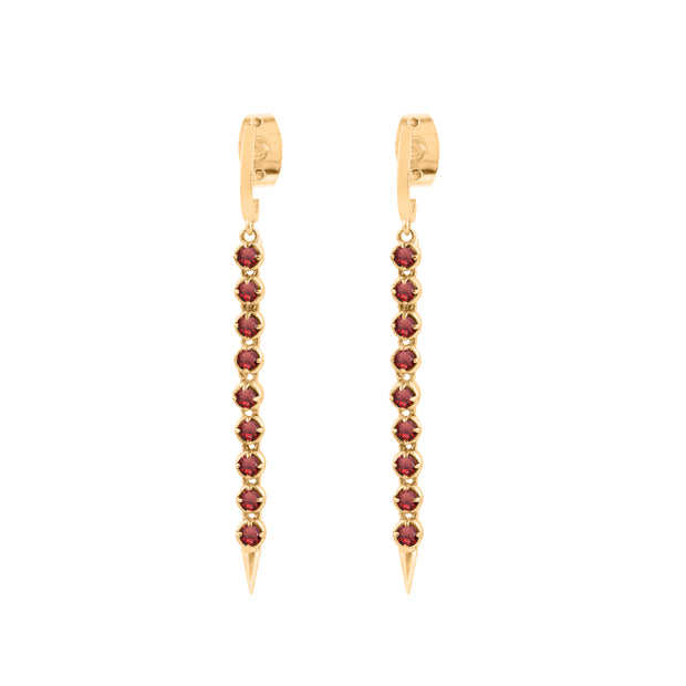 Garnet Gemstone Solid 14k Yellow Gold Screw Back Earring