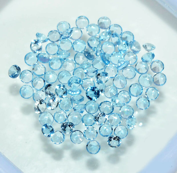Natural Sky Blue Topaz 3 MM Round Cut Loose Gemstone