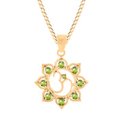 Peridot Gemstone Solid 14k Yellow Gold OM Pendant