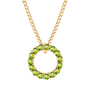 Peridot Gemstone Solid 14k Yellow Gold Round Ring Pendant