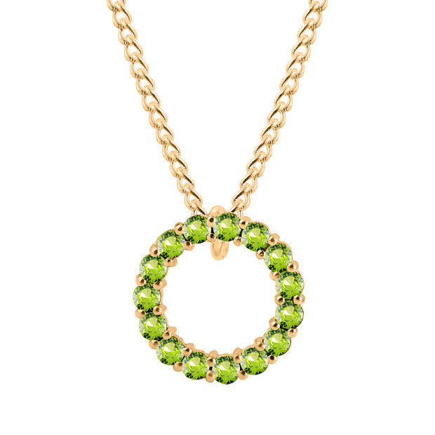Peridot Gemstone Solid 14k Yellow Gold Round Ring Pendant