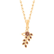 Garnet Gemstone Solid 14k Yellow Gold Leaf Pendant