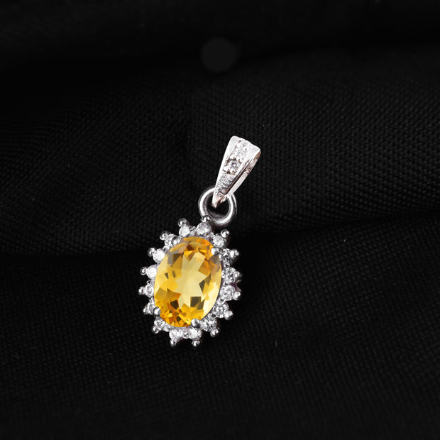 Citrine Gemstone Solid 925 Sterling Silver Pendant